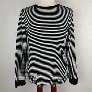 Lauren Ralph Lauren Long Sleeve Black and White Striped Shirt Size L EUC